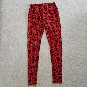 Lularoe Valentine's heart leggings,  red leggings